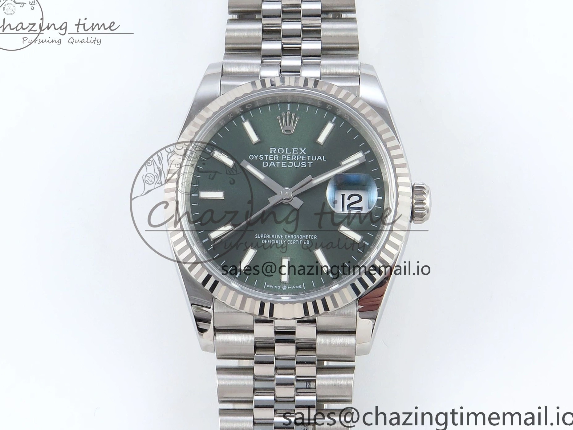 36 Jubilee Green DateJust Stick A3235 Edition Marker 126234 Bracelet Best EWEF on Dial 0126